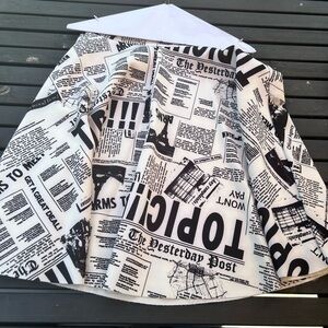 Newspaper Print A-Line Skirt